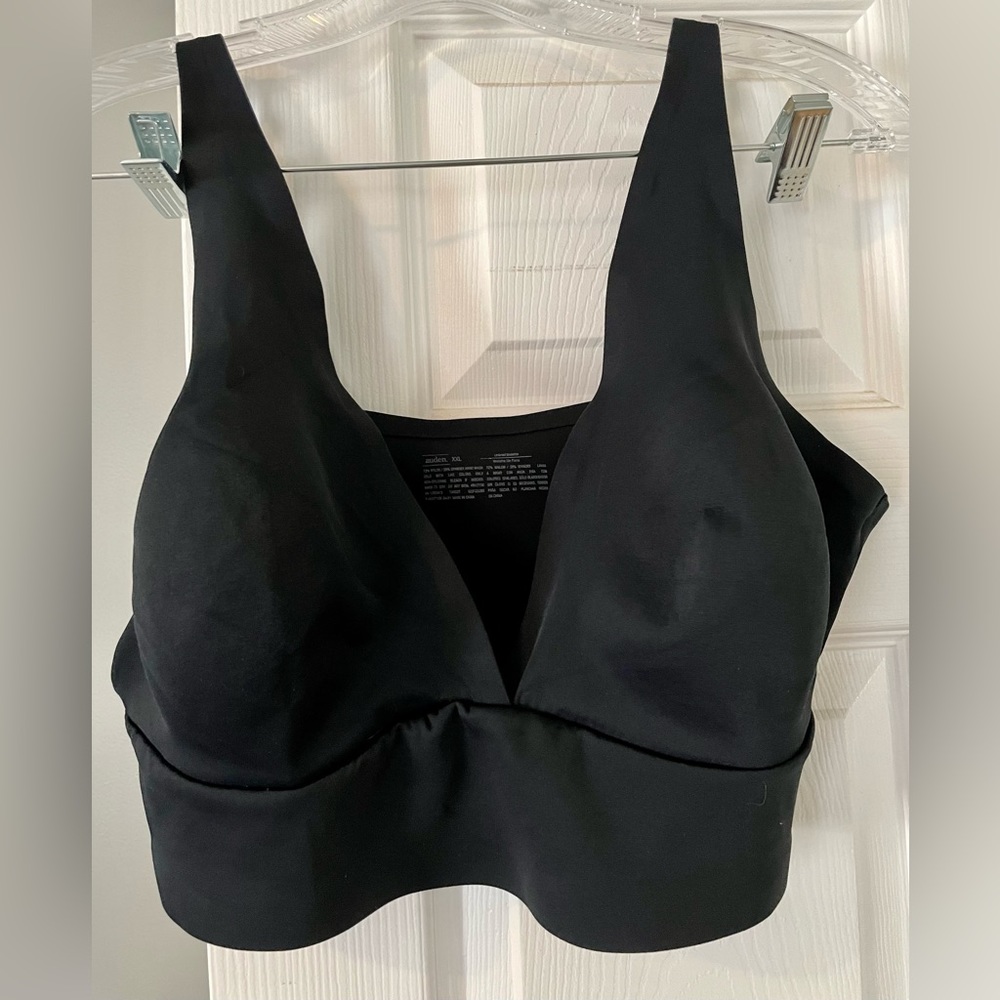 Longline microfiber black bralette 2X